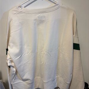 Cream Sweatshirt with Green Stripe